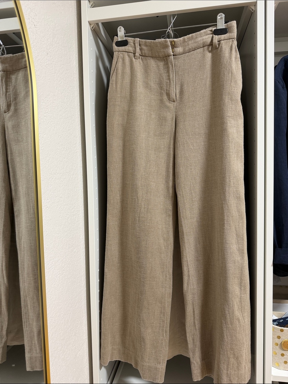 Massimo Dutti Neutral linen blend Trousers in Beige